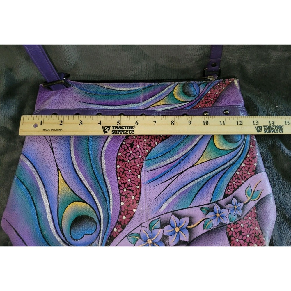 Anuschka Leather Hand Painted Cross Body Adjustable Style Strap Purse/ Bag - Picture 2 of 16